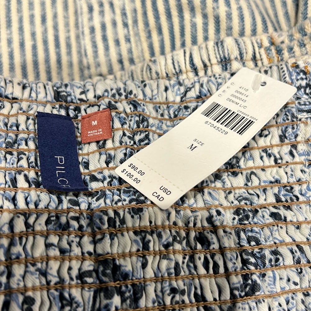 Pilcro Striped Denim Tube Top Size Medium - Picture 12 of 12
